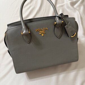 Prada Saffiano Leather Top Handle Bag – Gray